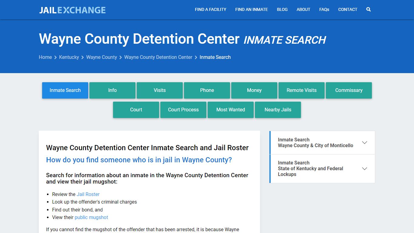 Wayne County Detention Center Inmate Search - Jail Exchange